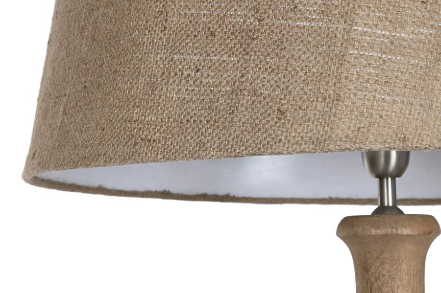 Lampara Pie Madera Yute 58X58X178 Tallada
