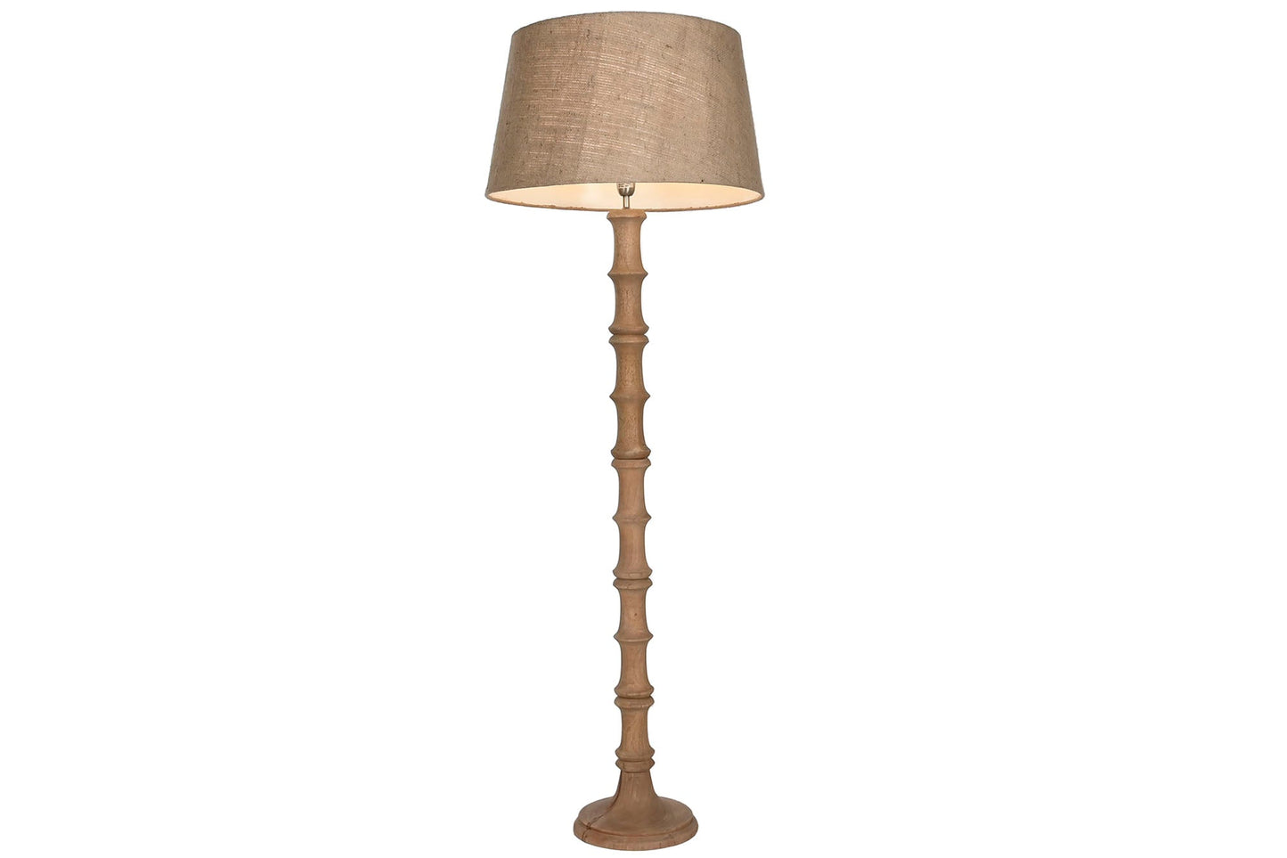 Lampara Pie Madera Yute 58X58X178 Tallada