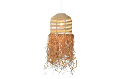 Lampara Techo Ratan 30X30X65 Hecha A Mano Natural