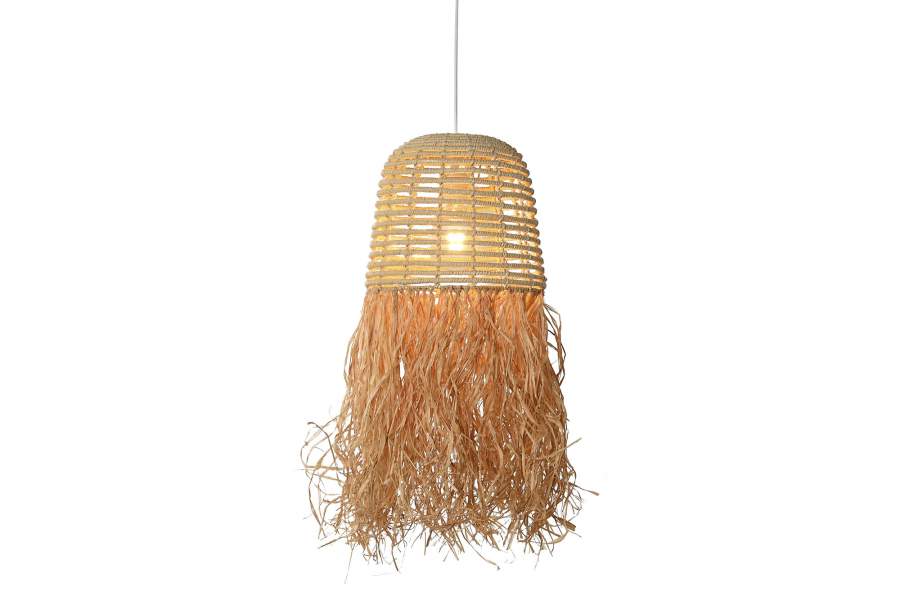 Lampara Techo Ratan 30X30X60 Hecha A Mano Natural