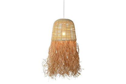 Lampara Techo Ratan 30X30X60 Hecha A Mano Natural