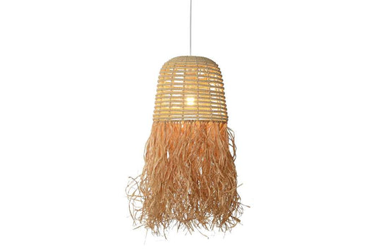 Lampara Techo Ratan 30X30X60 Hecha A Mano Natural