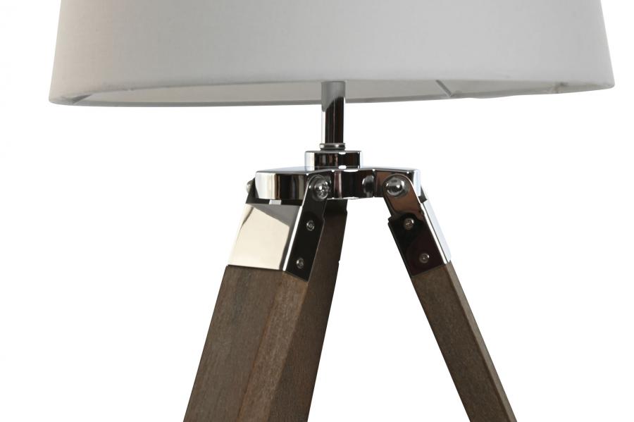 Lampara Sobremesa Madera Algodon 36X36X60 Tripode