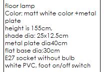 Lampara Pie Metal Madera 40X40X155 Con Mesa Blanco