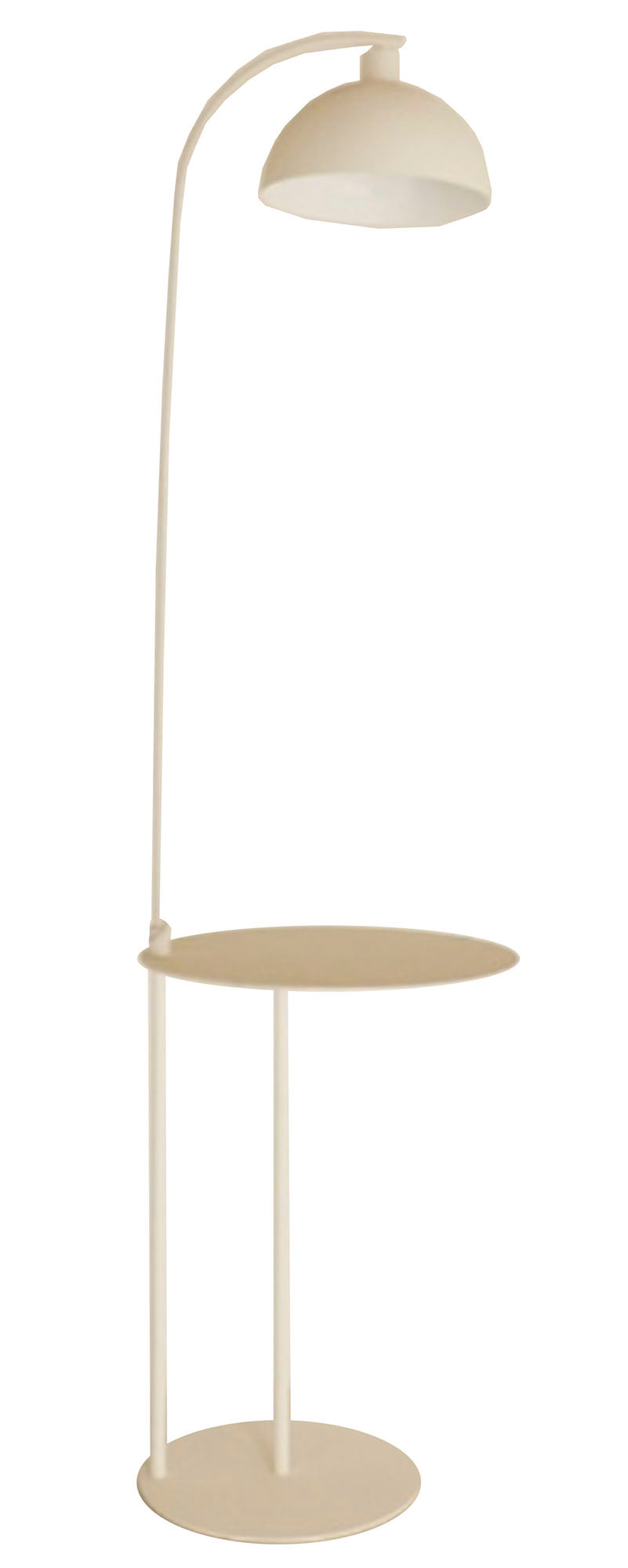 Lampara Pie Metal Madera 40X40X155 Con Mesa Blanco