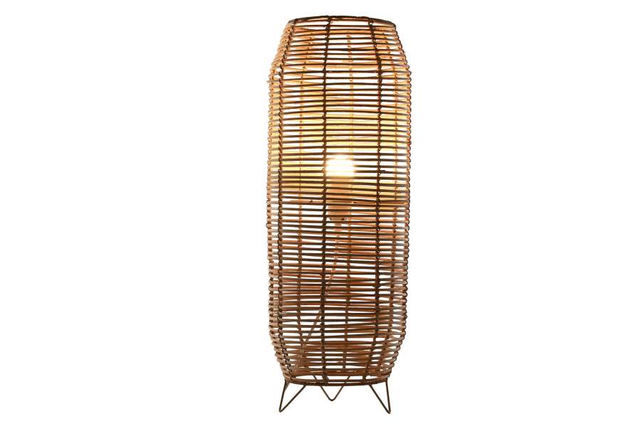 Lampara Pie Ratan Metal 23X23X65 Natural Marron