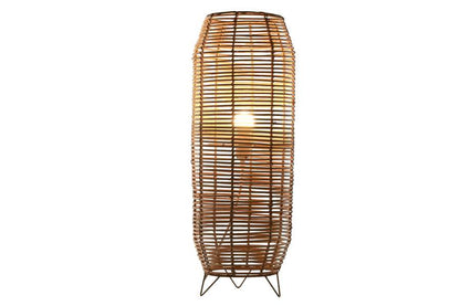 Lampara Pie Ratan Metal 23X23X65 Natural Marron