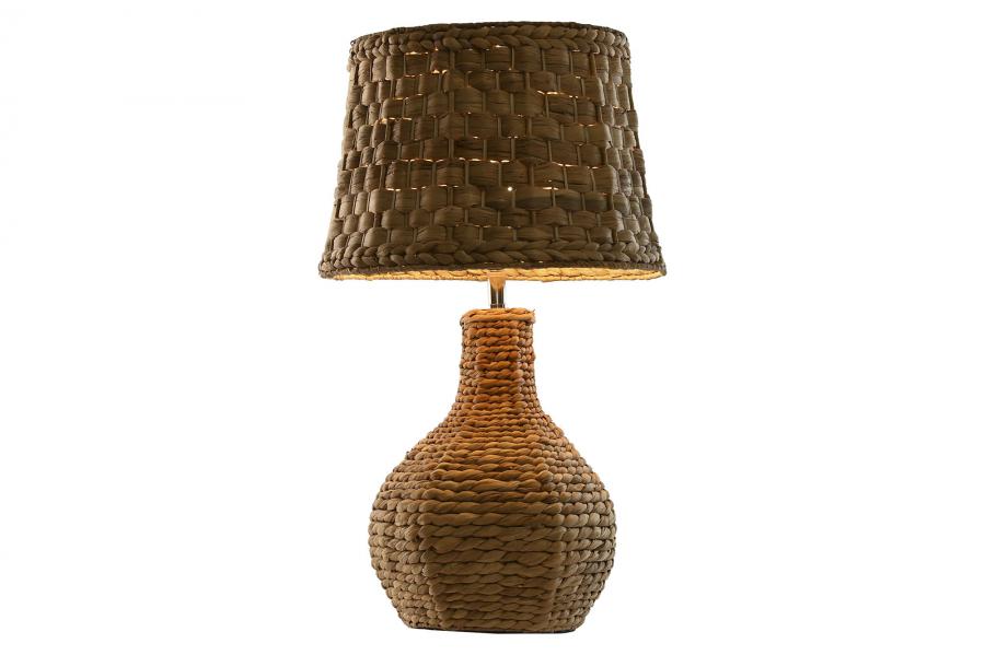 Lampara Sobremesa Fibra Metal 38X38X66 Natural