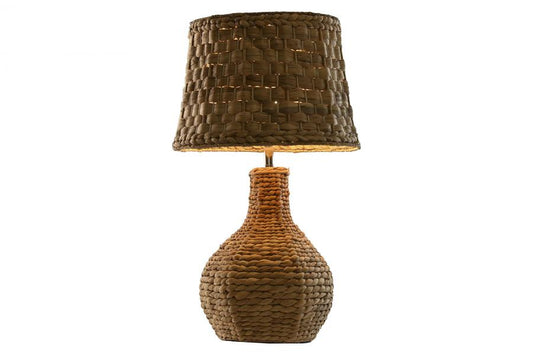 Lampara Sobremesa Fibra Metal 38X38X66 Natural