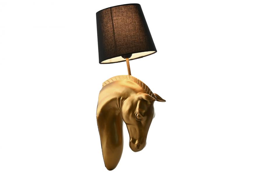 Lampara Aplique Resina 18X21_5X50_5 Caballo Dorado
