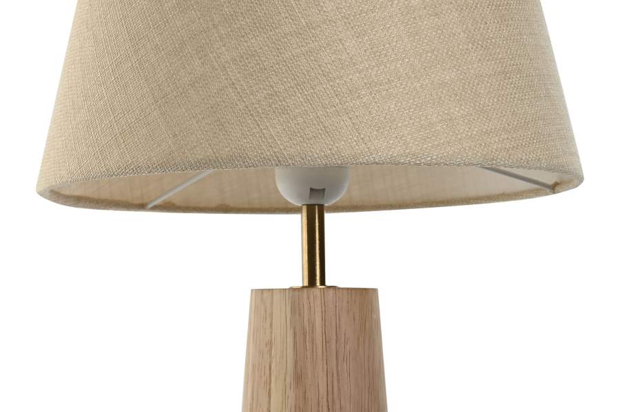 Lampara Sobremesa Rubberwood Lino 27X27X49 Natural