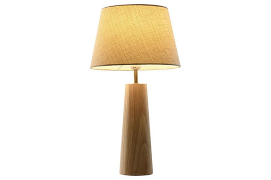 Lampara Sobremesa Rubberwood Lino 27X27X49 Natural