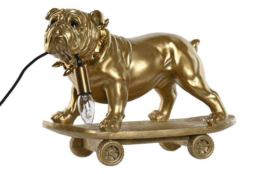 Lampara Sobremesa Resina 45X23X34 Bulldog Dorado
