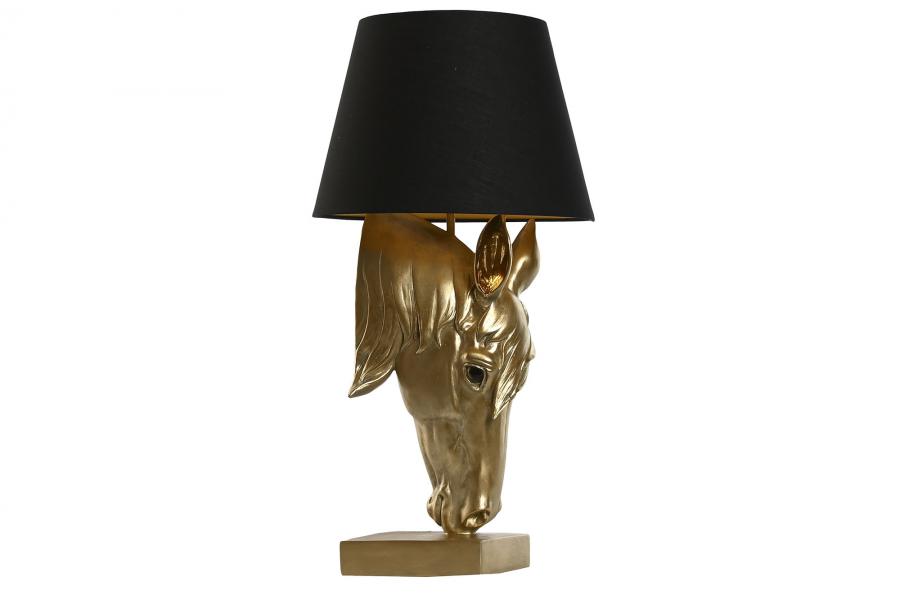 Lampara Sobremesa Resina 30X30X59 Caballo Dorado