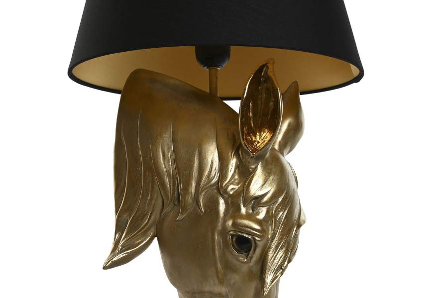 Lampara Sobremesa Resina 30X30X59 Caballo Dorado