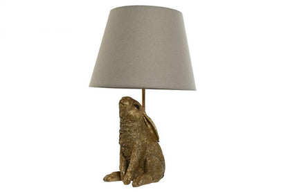 Lampara Sobremesa Resina 30X30X58 Conejos Dorado