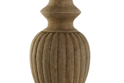 Lampara Sobremesa Madera Yute 44X44X91 Tallado