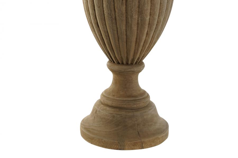 Lampara Sobremesa Madera Yute 44X44X91 Tallado