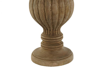 Lampara Sobremesa Madera Yute 41X41X76 Tallado