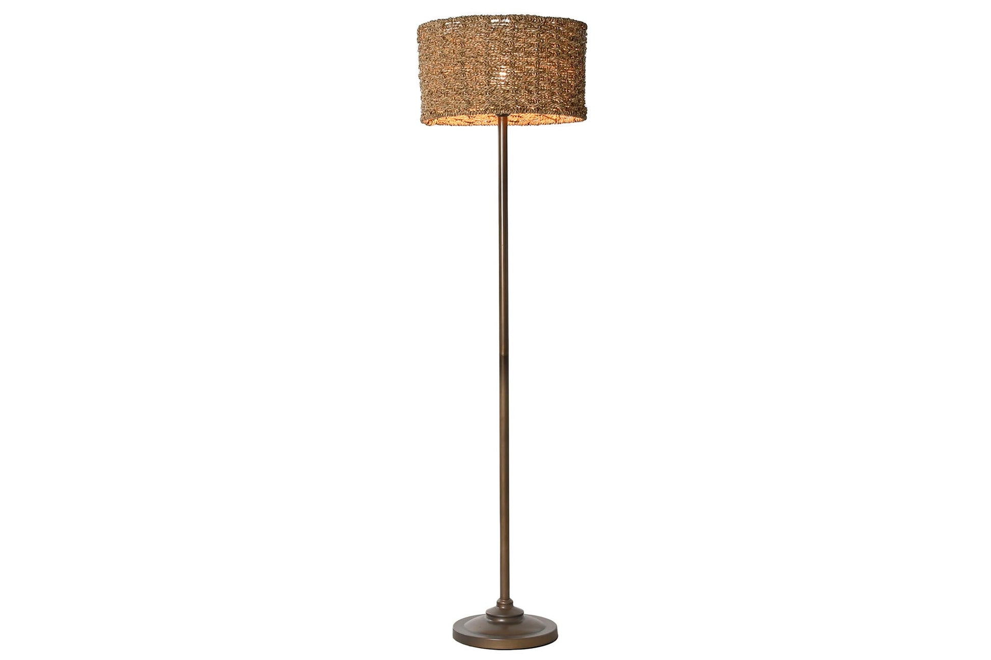 Lampara Pie Metal Fibra 41X41X156 Marron