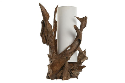 Lampara Sobremesa Teca Hierro 30X55X80
