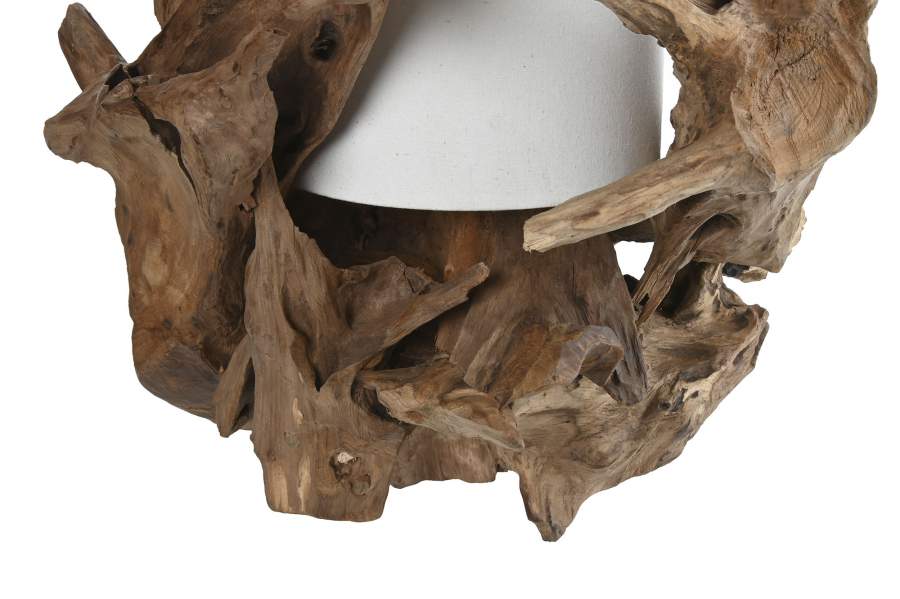 Lampara Sobremesa Teca Hierro 30X55X80