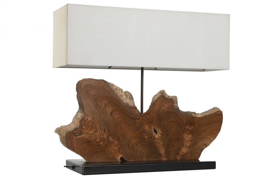 Lampara Sobremesa Teca Hierro 60X20X55
