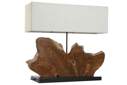 Lampara Sobremesa Teca Hierro 60X20X55