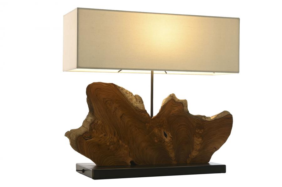 Lampara Sobremesa Teca Hierro 60X20X55