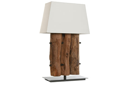 Lampara Sobremesa Teca Hierro 40X20X80