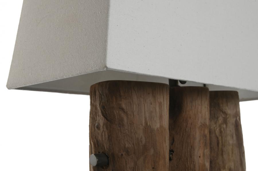 Lampara Sobremesa Teca Hierro 40X20X80
