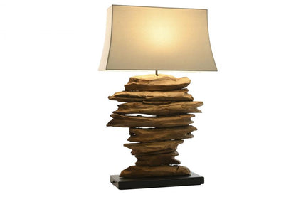 Lampara Sobremesa Teca Hierro 50X22X80