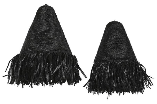 Pantalla Set 2 Rafia 60X60X80 Hecho A Mano Negro