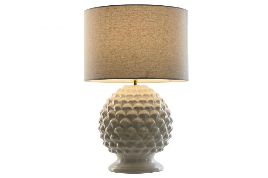 Lampara Sobremesa Gres Lino 38X38X59 Piña Blanco