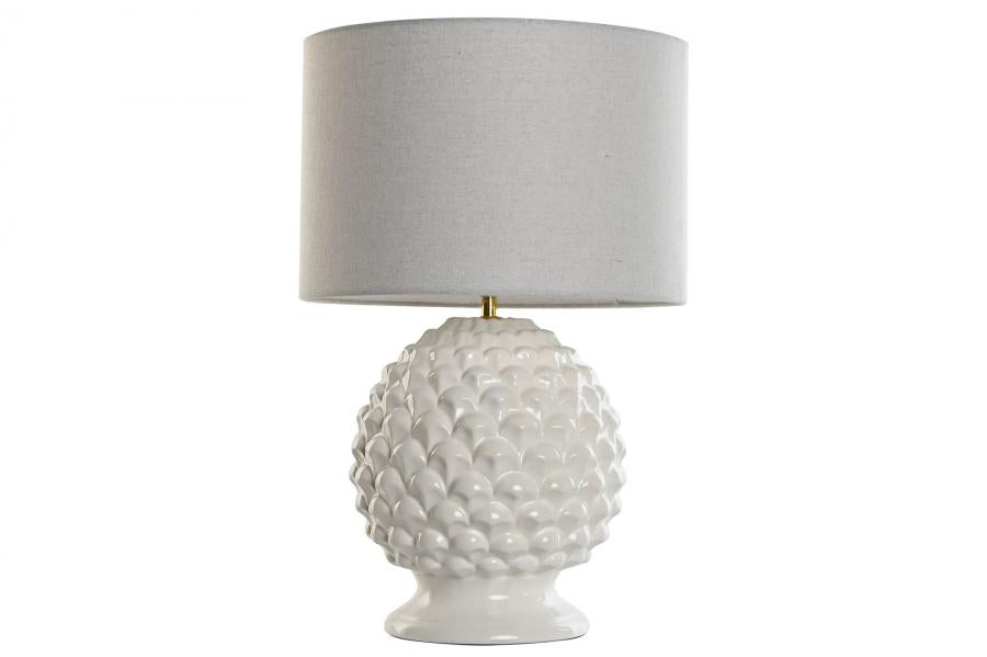 Lampara Sobremesa Gres Lino 38X38X59 Piña Blanco