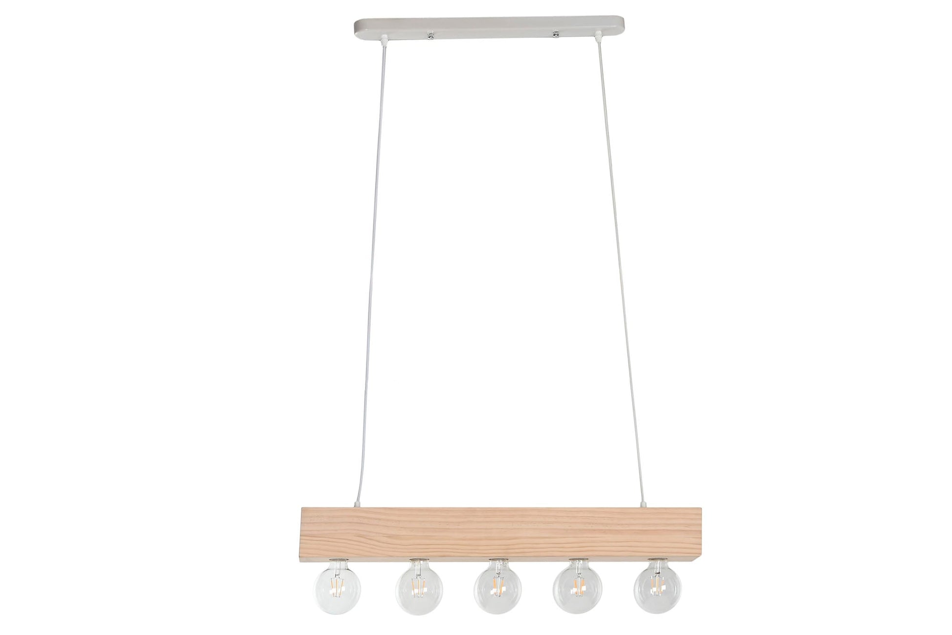 Lampara Techo Madera 80X10X30 5 Bombillas