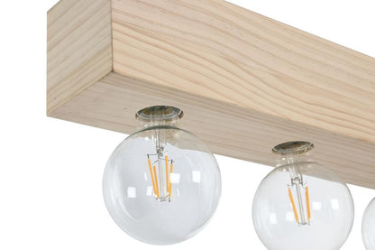 Lampara Techo Madera 80X10X30 5 Bombillas