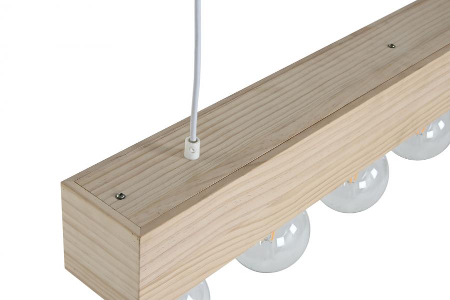 Lampara Techo Madera 80X10X30 5 Bombillas