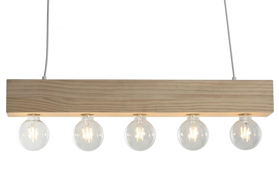 Lampara Techo Madera 80X10X30 5 Bombillas