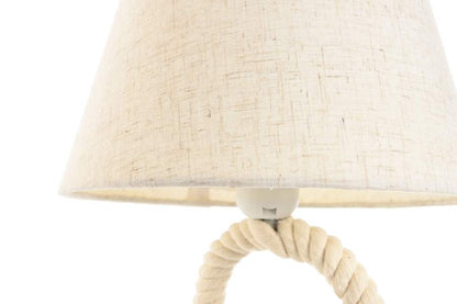Lampara Sobremesa Cuerda Lino 25X25X39 Nudo Blanco