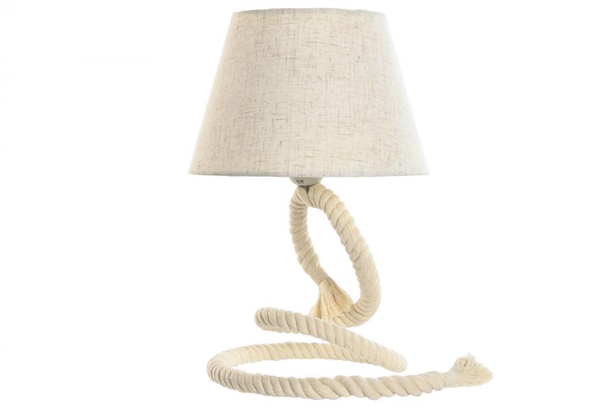 Lampara Sobremesa Cuerda Lino 25X25X39 Nudo Blanco