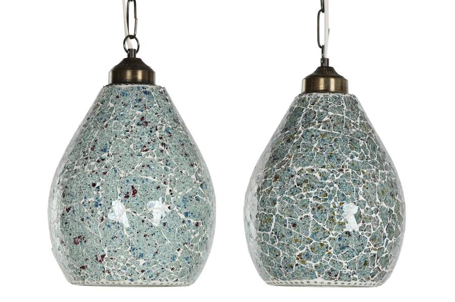 Lampara Techo Cristal Metal 23X23X66 2 Surt.