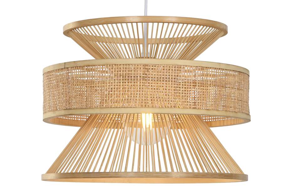 Lampara Techo Bambu Ratan 40X40X30 Natural Marron
