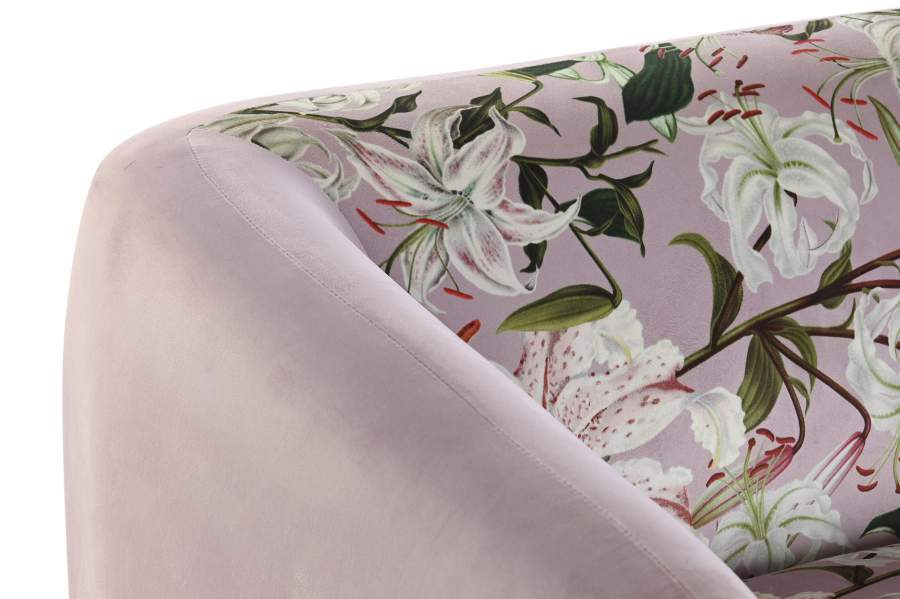Sofa Poliester Metal 140X71X71 Flores Rosa