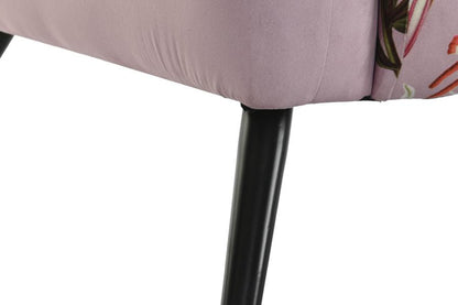 Sofa Poliester Metal 140X71X71 Flores Rosa