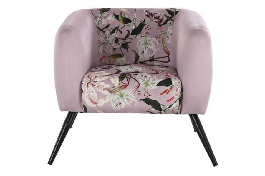 Sillon Poliester Metal 75X71X71 Flores Rosa