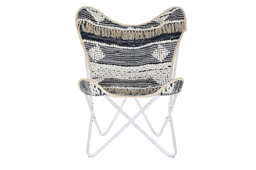 Sillon Algodon Hierro 74X65X90 Mariposa Blanco