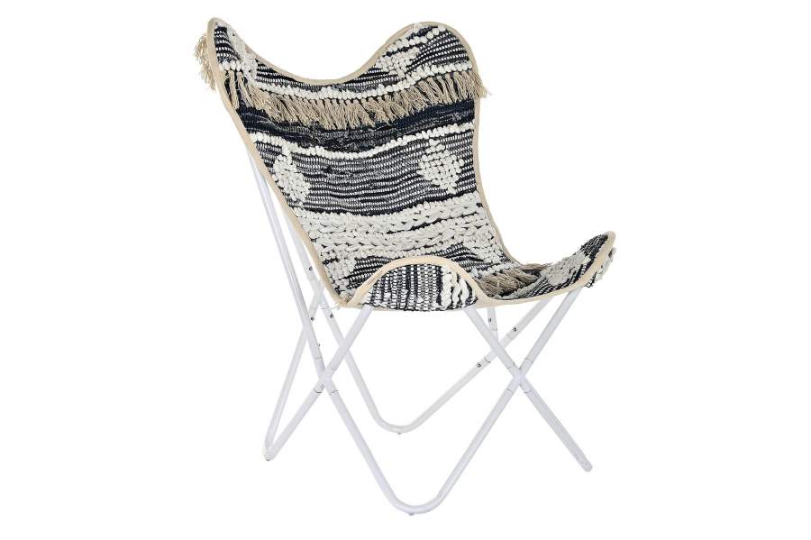 Sillon Algodon Hierro 74X65X90 Mariposa Blanco