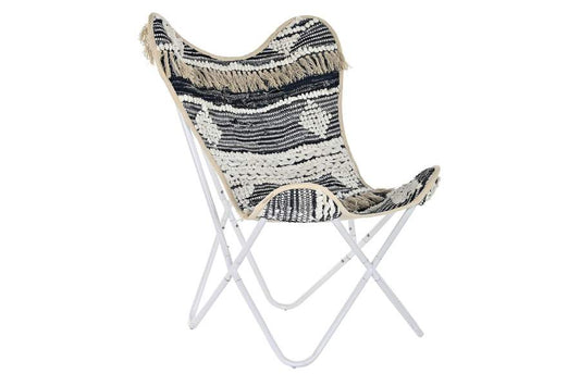 Sillon Algodon Hierro 74X65X90 Mariposa Blanco