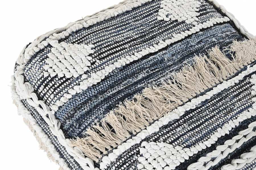 Cojin Suelo Algodon 60X60X25 6300 Gr_ Rayas Negro